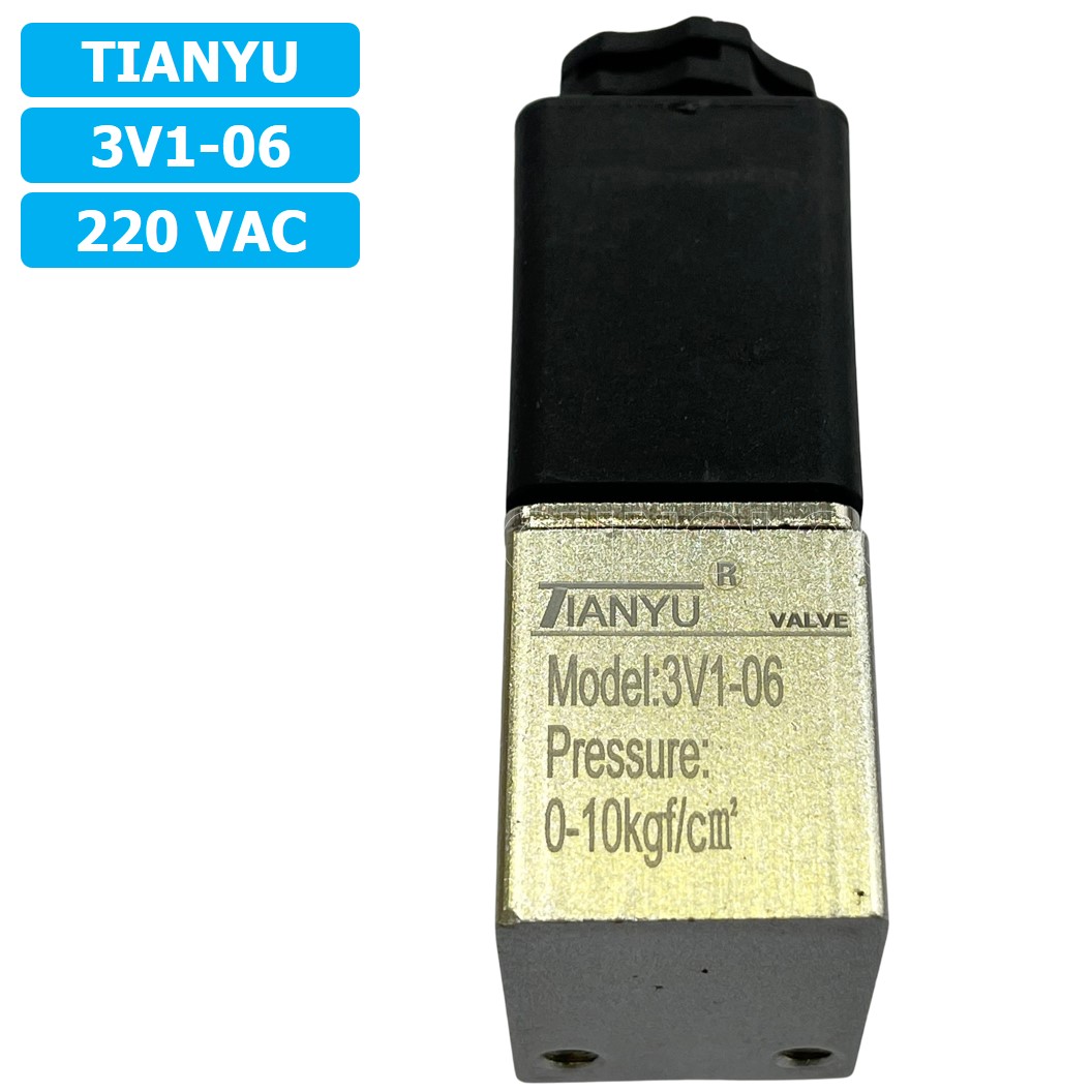 (1ชิ้น) 3V1-06 220VAC โซลินอยด์วาล์ว คอยล์ 1 ข้าง 3/2 Way Single Coil Solenoid Valve Pneumatic TIANYU