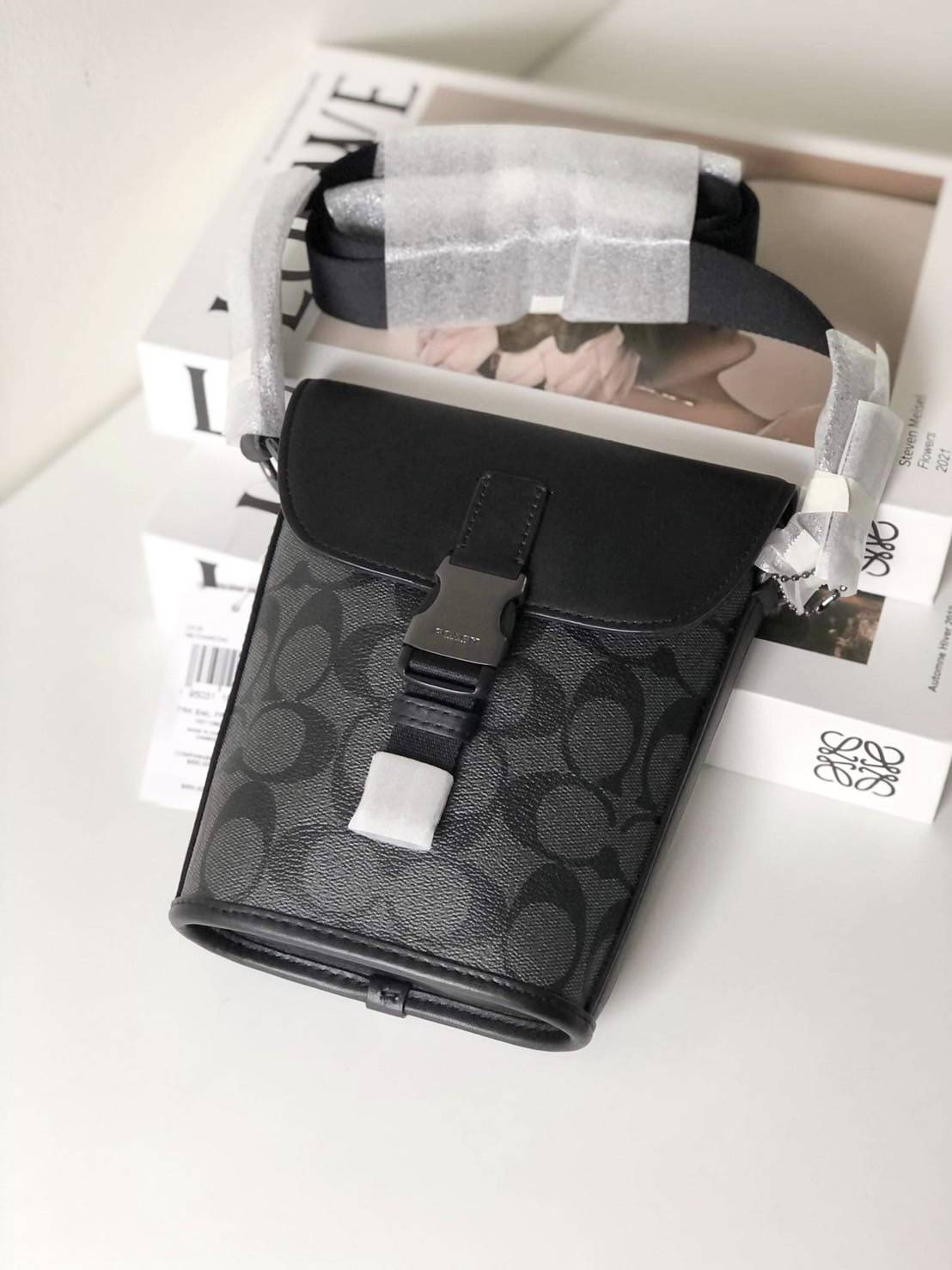 Coach Track Small Flap Crossbody In Signature Canvas