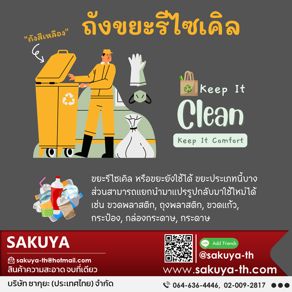 ถังขยะแยกประเภท ถังขยะสีเหลือง ถังขยะรีไซเคิล ถังขยะทรงเหลี่ยม