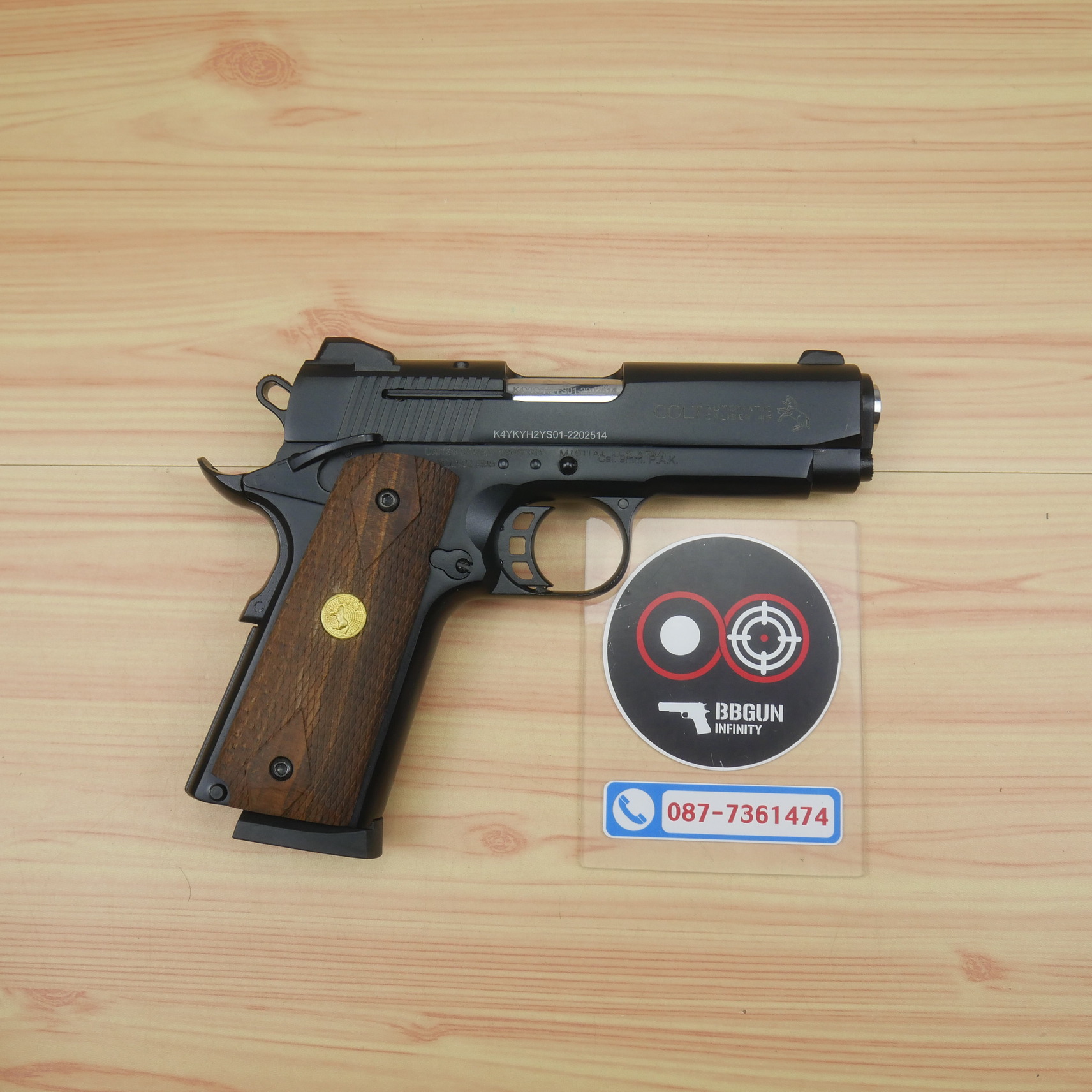 แบลงค์กัน KUZEY M1911 Special Combat สีดำ ลำกล้อง 4 นิ้ว blank gun ด้ามไม้