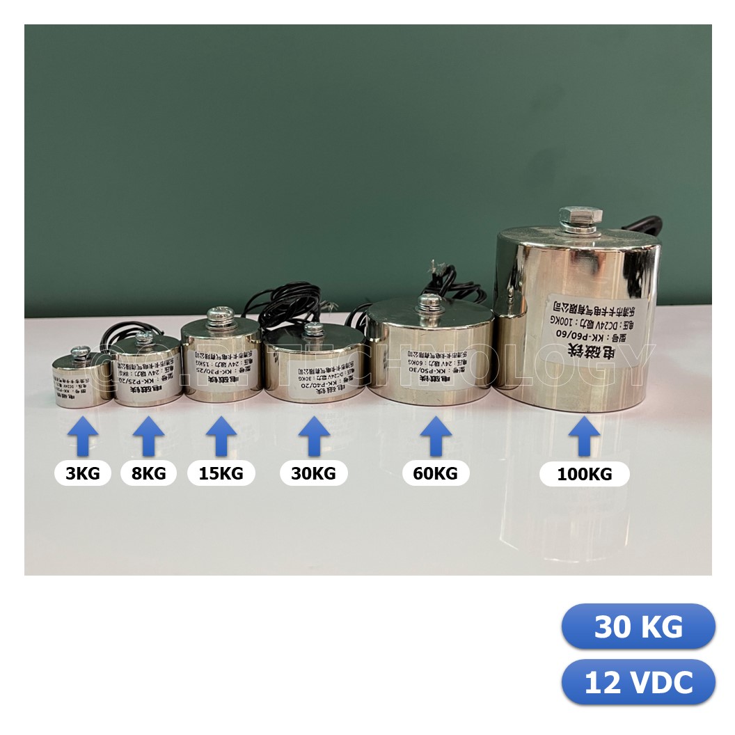 (1ชิ้น) NC468 แม่เหล็กไฟฟ้า โซลินอยด์ดูดโลหะ อิเล็กโตแมกเนท แม่เหล็กดูดไฟฟ้า P40/20 DC12V Solenoid Electric Sucker Electromagnet 30KG