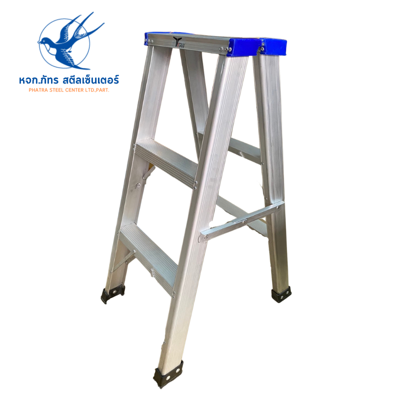 บันไดอลูมิเนียมพับได้ TITAN 3 ขั้น ทรง A ขึ้นลงได้ 2 ทาง (ราคารวมแวท) บันได บันไดอเนกประสงค์ บันไดหัวเหลือง น้ำเงิน แดง
