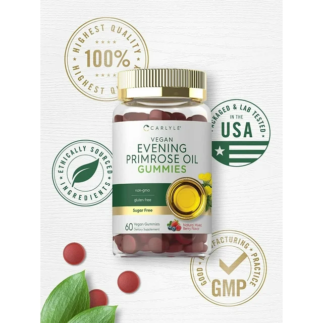 Carlyle Evening Primrose Oil 500 mg. 60 gummies อุดมไปด้วย Omega6 บำรุงร่างกาย บำรุงผิวพรรณ โอเมก้า