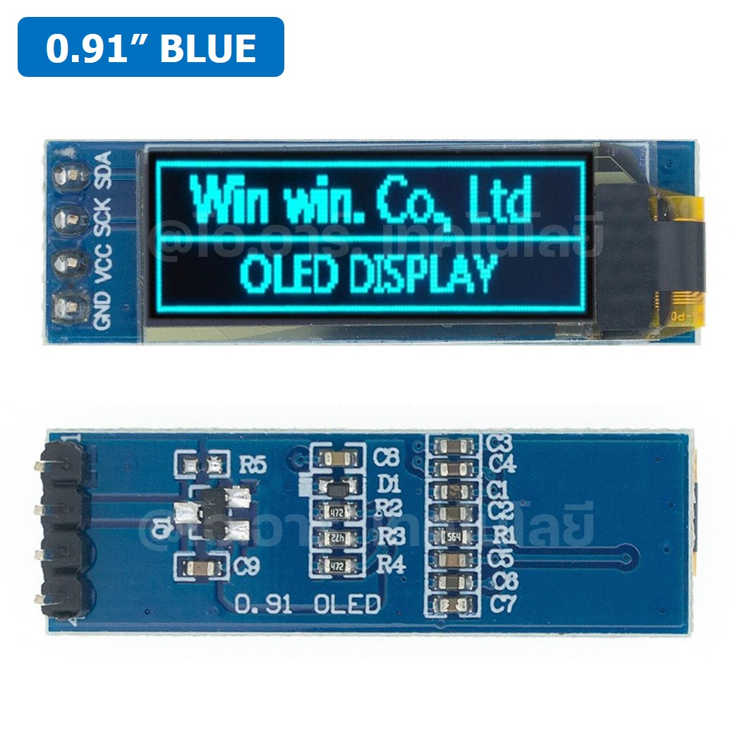 AA321 หน้าจอ OLED 0.91” 128x32 BLUE I2C IIC Serial OLED LCD Display Module SSD1306 Chip จอแสดงผล สีน้ำเงิน