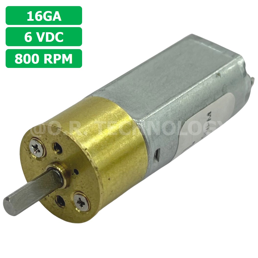 (1ชิ้น) 16GA 6VDC 800RPM มอเตอร์ มอเตอร์เกียร์ Gear Motor DC 16GA แกนขนาด 3mm D Shaft มอเตอร์ทดเฟือง มอเตอร์รถ