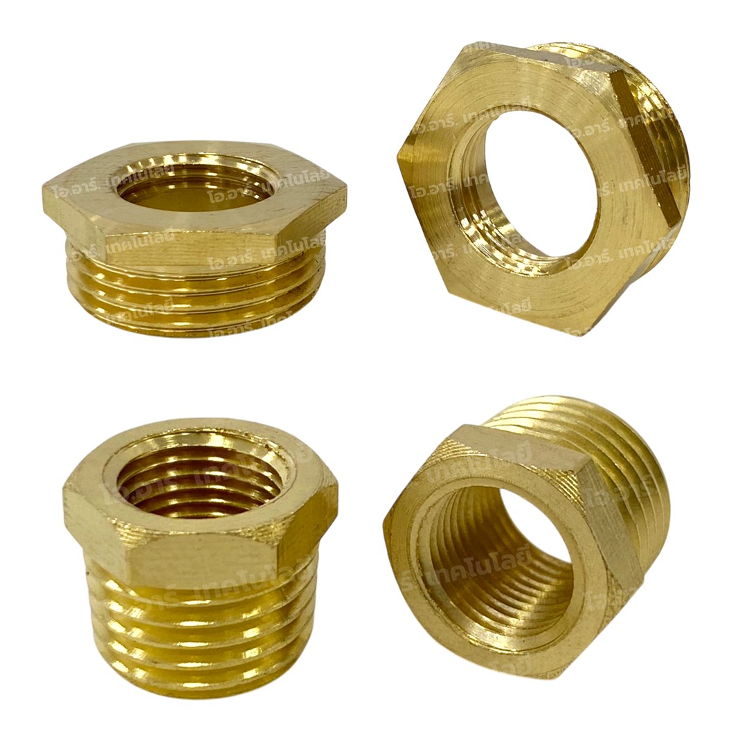 NP-FM นิปเปิ้ลทองเหลือง เมีย-ผู้ เกลียวใน-เกลียวนอก 1/8"-1" Brass Nipple Female-Male Thread นิปเปิ้ล ทองเหลือง ข้อลดเกลียว ข้อต่อลม 1หุน-8หุน Air connector Fitting Reducer
