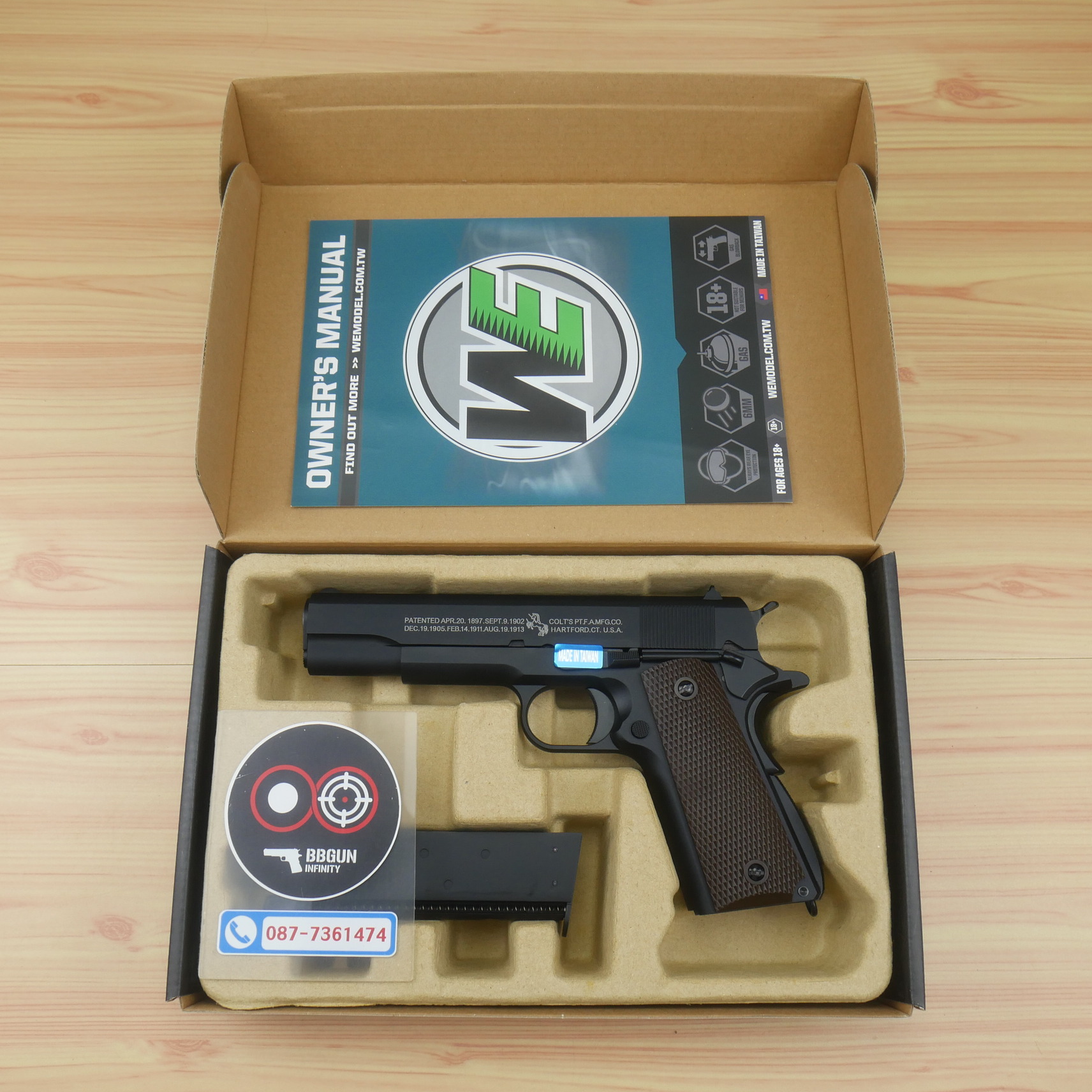 บีบีกันอัดแก๊ส WE M1911 A1 สีดำ BB GUN