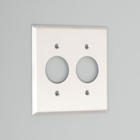 AMERICAN DENKI 7072S 2-Gang 2-Receptacle, φ35.5×2, Mounting Screw Spacing 60.5 Wall Plate [Stainless]