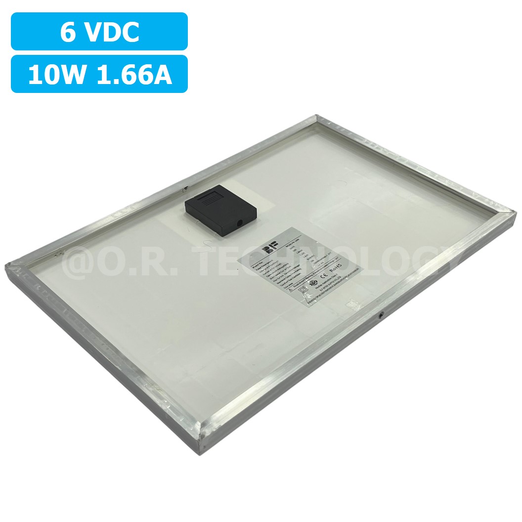 6V 10W แผงโซล่าเซลล์ โมโน PV Mono Solar cell 6VDC 10W 1.66A