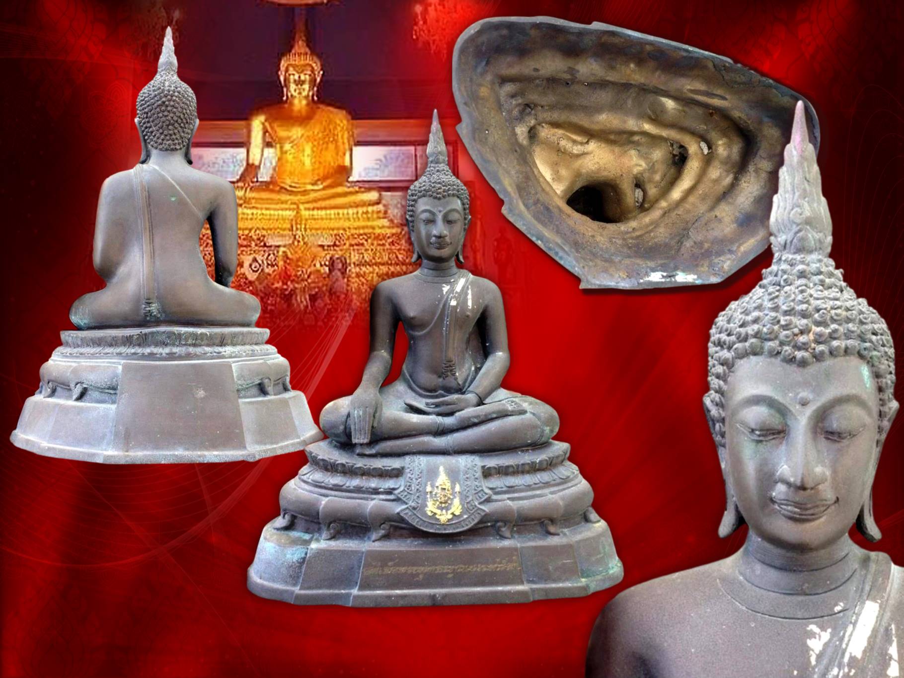 พระบูชาพุทธญาณนเรศวร์ สก. หน้าตัก 5 นิ้ว เนื้อโลหะรมดำ ปี 2535 วัดญาณสังวราราม จ.ชลบุรี สมเด็จพระนางเจ้าสิริกิตติ์ พระบรมราชินีนาถในรัชกาลที 9 ทรงเททอง