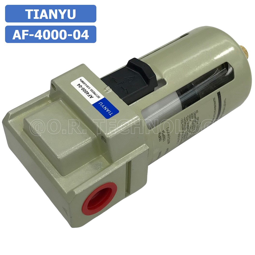 AF4000-04 ตัวกรองลม ชุดกรองลมดักน้ำ Manual Drain อุปกรณ์ปรับปรุงคุณภาพลม Air Filter Pneumatic TIANYU AF-4000-04