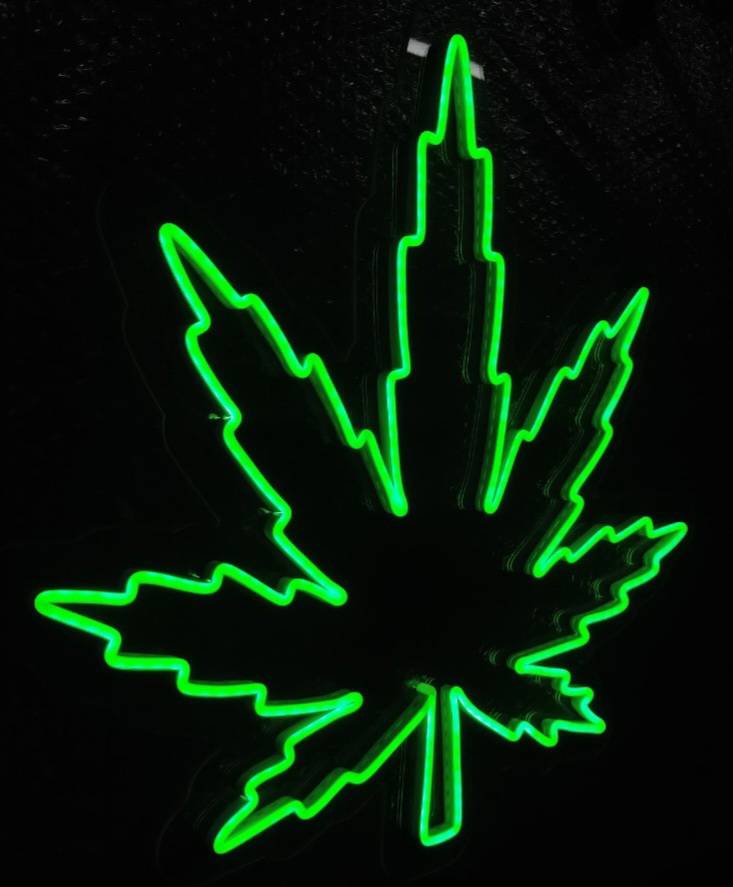 ป้ายไฟนีออนดัดledรูปใบกัญชา