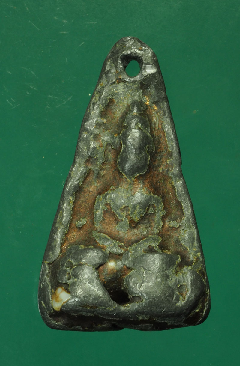 *30357 พระพิมพ์สมาธิ สองหน้า หลวงพ่อดำ วัดกุฏี ปราจีนบุรี เนื้อชินตะกั่ว 13