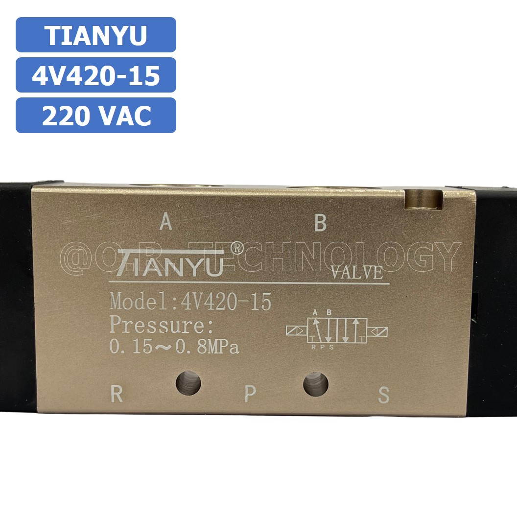 (1ชิ้น) 4V420-15 220VAC โซลินอยด์วาล์ว คอยล์ 2 ข้าง Double coil Solenoid Valve Pneumatic TIANYU