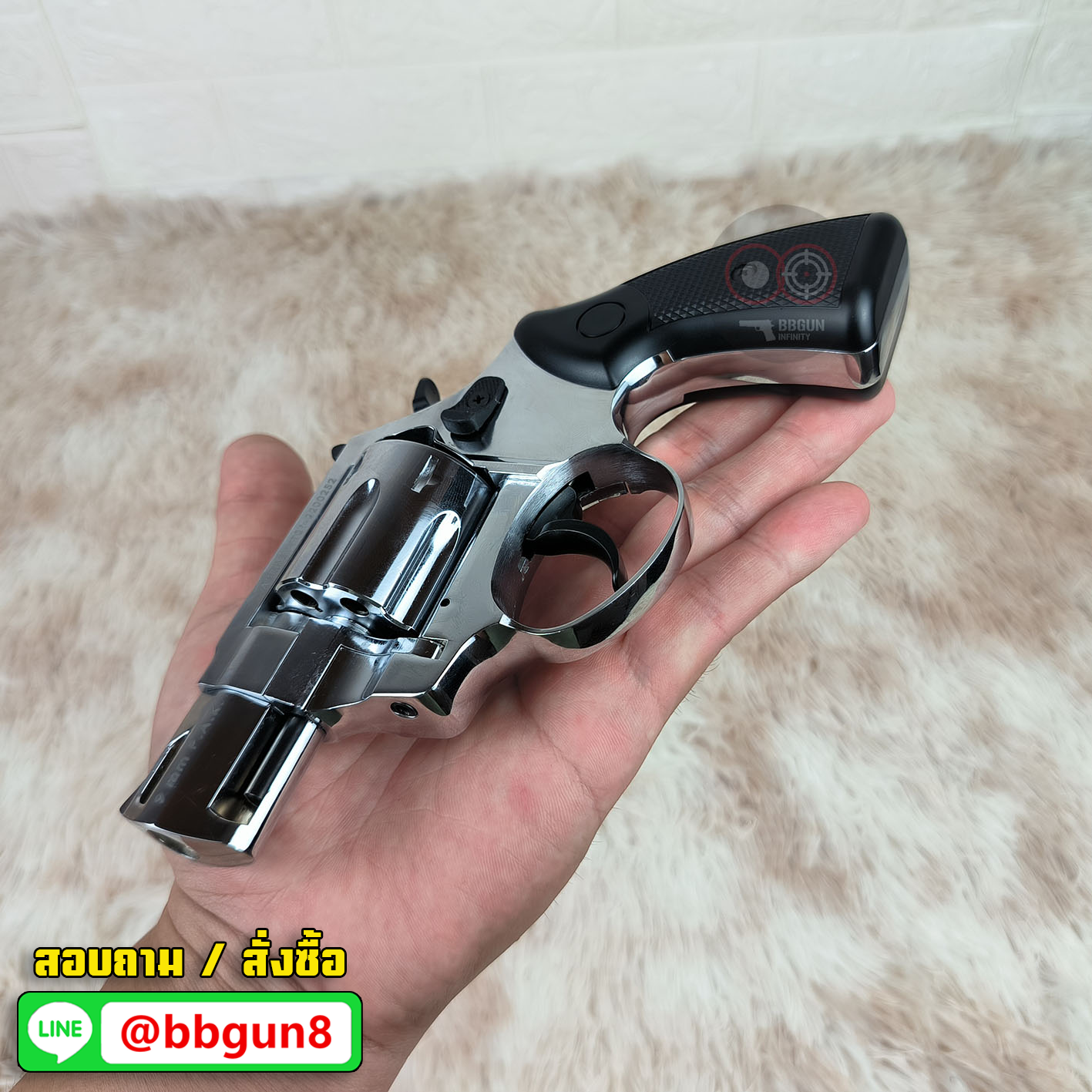 ปืนแบลงค์กันลูกโม่ ยี่ห้อ ZORAKI รุ่น R2 TD 2" สีเงินเงา ลำกล้อง 2 นิ้ว Blank Gun (แถมกล่องใส่ปืน กระสุน 10 นัด)
