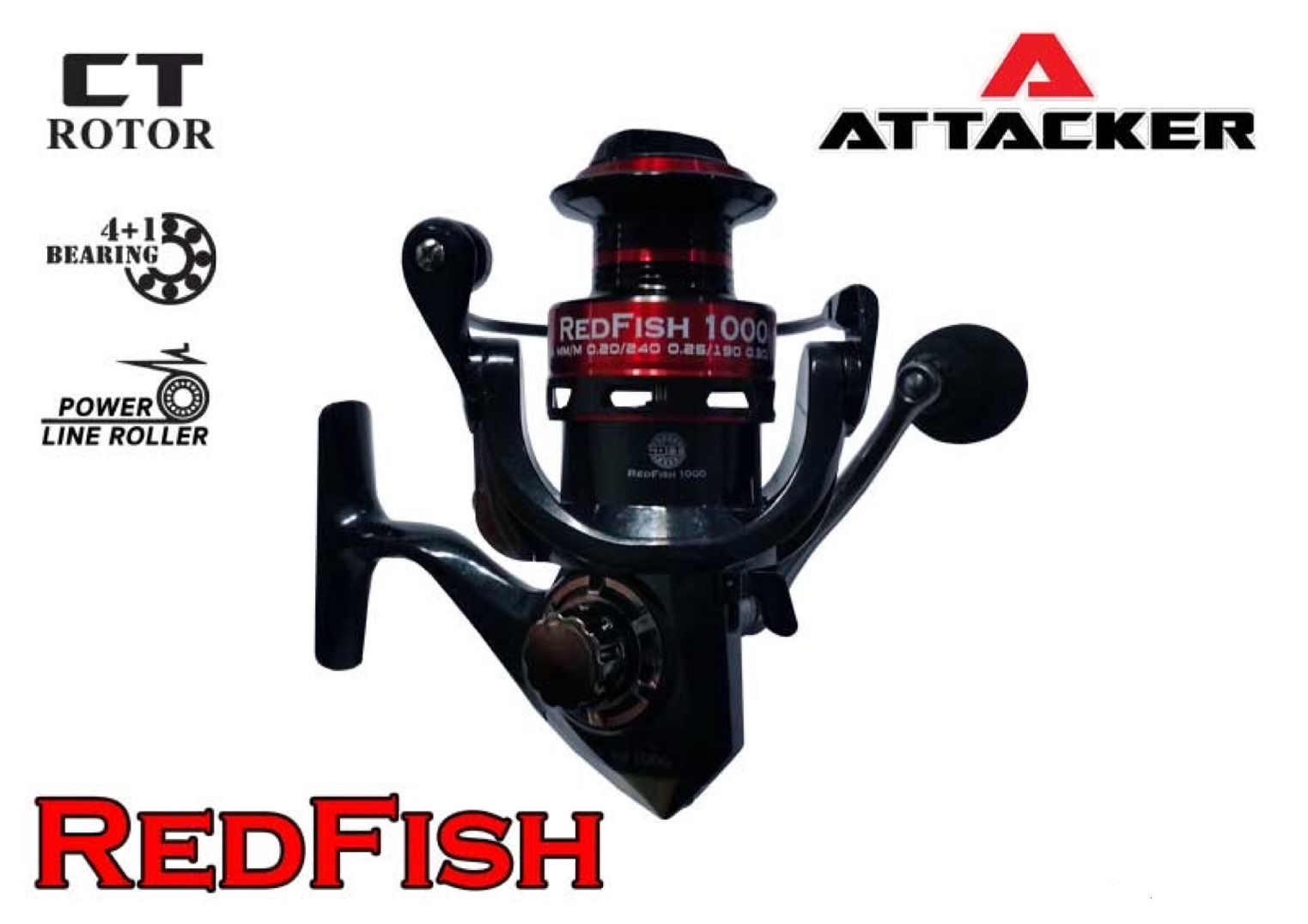 รอกสปินนิ่ง Fishing Spinning Reel by “ATTACKER” RED FISH