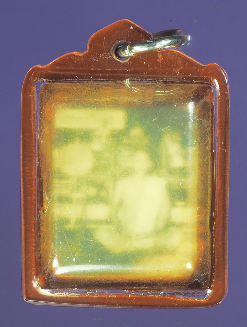 *39336 รูปถ่ายอัดกระจกสองหน้าหลวงพ่อแจ่ม วัดวังเเดงเหนือ อยุธยา เลี่ยมพลาสติกเก่าถึงยุค 50