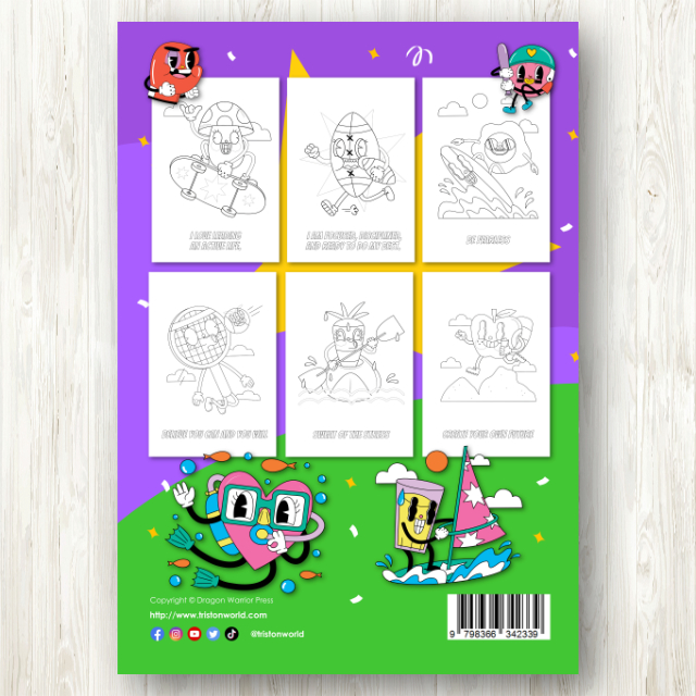 สมุดระบายสีตัวการ์ตูนเล่นกีฬาสุดฮิต Sports Coloring Book พร้อมคำคมสร้างแรงบันดาลใจ