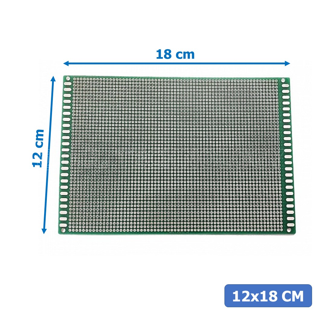 (1ชิ้น) NC051 แผ่น PCB แผ่นปริ้น แบบ 2หน้า แผงไข่ปลา บอร์ดไข่ปลา แผ่นทดลอง ขนาด 12x18 cm Universal PCB Prototype Board Double-Side 2.54mm Hole pitch