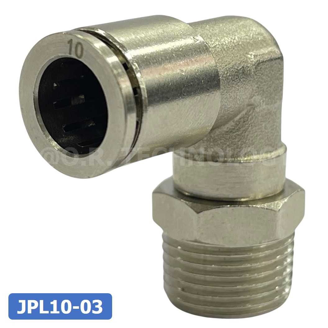 (1ชิ้น) JPL10-03 ข้อต่อลม เกลียวนอก งอ90° สแตนเลส STAINLESS Male Thread Elbow Pipe Quick Fittings Connector ข้อต่อลมสแตนเลส ข้องอ