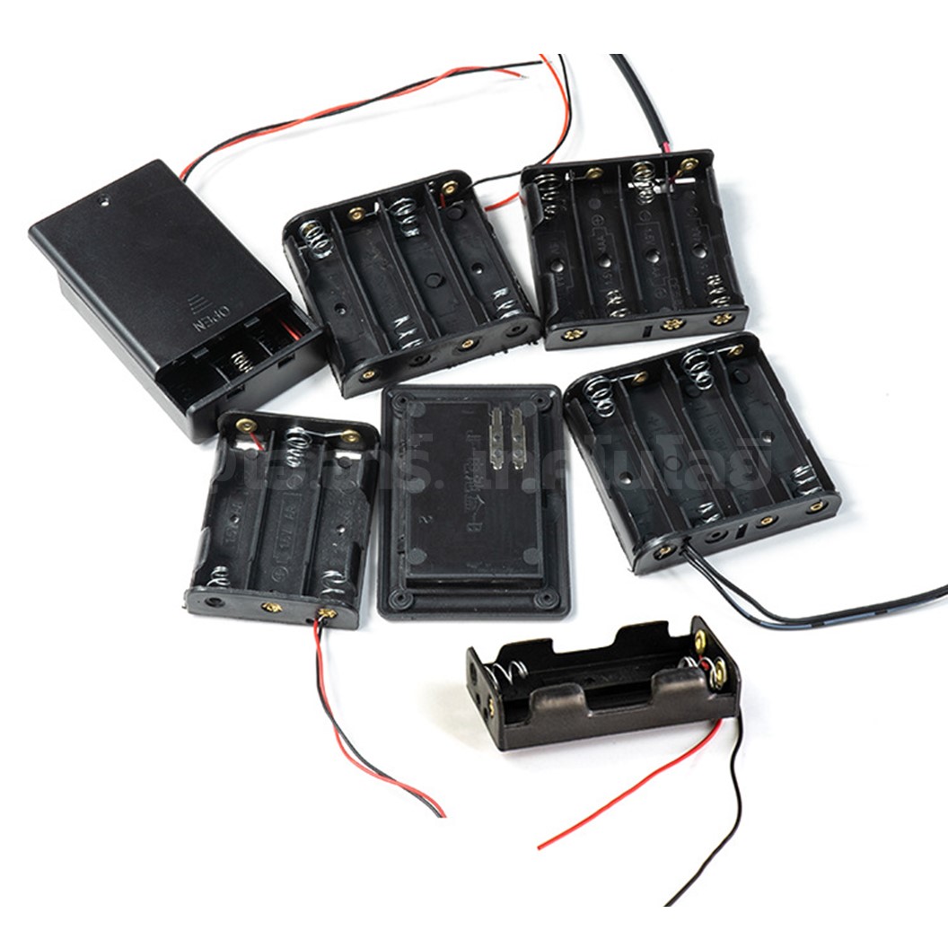 BH-AA รางถ่าน AA มีฝาปิด/ไม่มีฝาปิด 1/2/3/4/8ก้อน อนุกรม Battery Holder Case Box AA 1.5-12VDC ที่เก็บถ่าน กล่องใส่ถ่าน