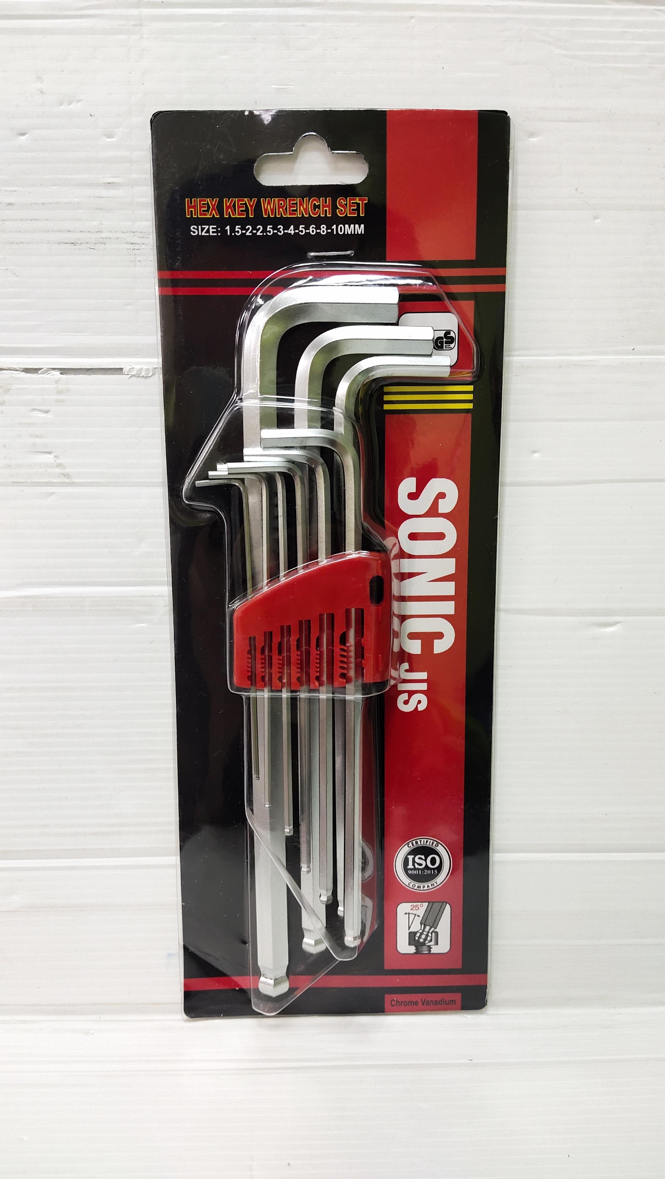 กุญแจหกเหลี่ยม 9 ตัวชุด SONIC (ราคารวมแวท) ประแจ ชุดประแจแอล หกเหลี่ยม กุญแจหกเหลี่ยม หัวบอล หัวดาว หัวท๊อกซ์