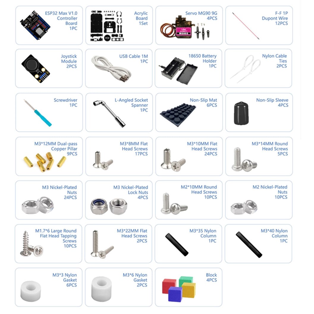 QD022 ACEBOTT 4 DOF Robot Arm kit ชุดหุ่นยนต์ แขนกล ESP32 Programmable Kit for Arduino STEAM Learning