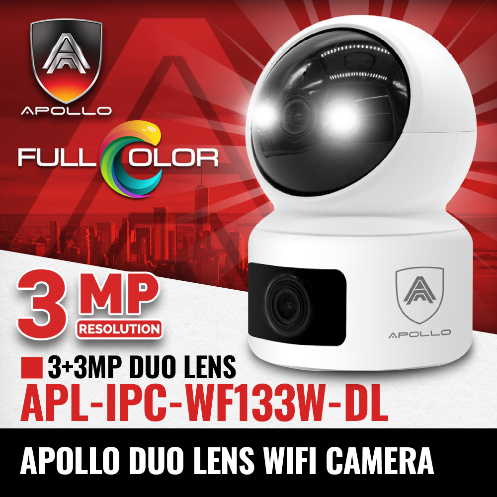 กล้อง Wi-Fi ใร้สาย Apollo APL-IPC-WF133W-DL 3+3MP Duo Lens