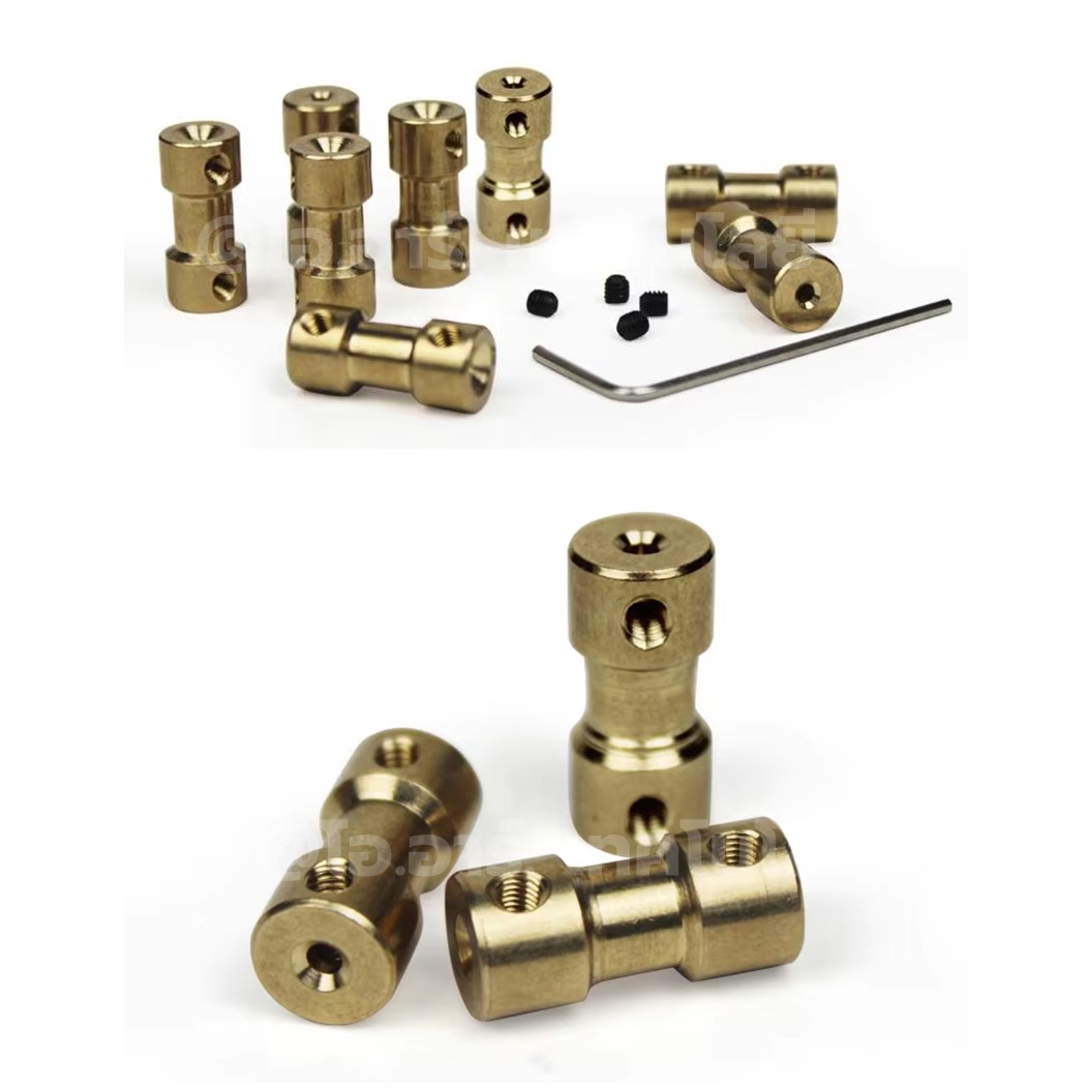 CP-A Ø2-6mm คัปปิ้ง ข้อต่อเพลา ต่อแกนมอเตอร์ Brass Shaft Coupling motor ข้อต่อแกน ทองเหลือง ข้อต่อแกนมอเตอร์ คัปปลิ้ง 2-2/2-2.3/2.3-3/2.3-4/2-3/2-4/2-5/2-6/3-3/3-4/3-5/3-6/4-4/4-5/4-6/5-5/5-6/6-6mm