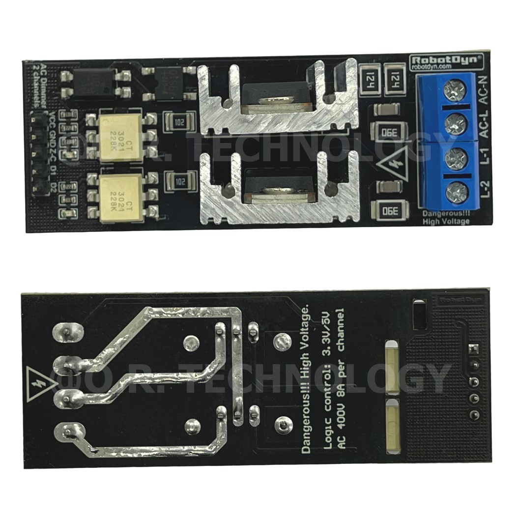 (1ชิ้น) AA634 โมดูลหรี่ไฟ 2 ช่อง AC Dimmer Module PWM control 2 Channel 220VAC 10A โมดูลขับมอเตอร์ สำหรับ Arduino