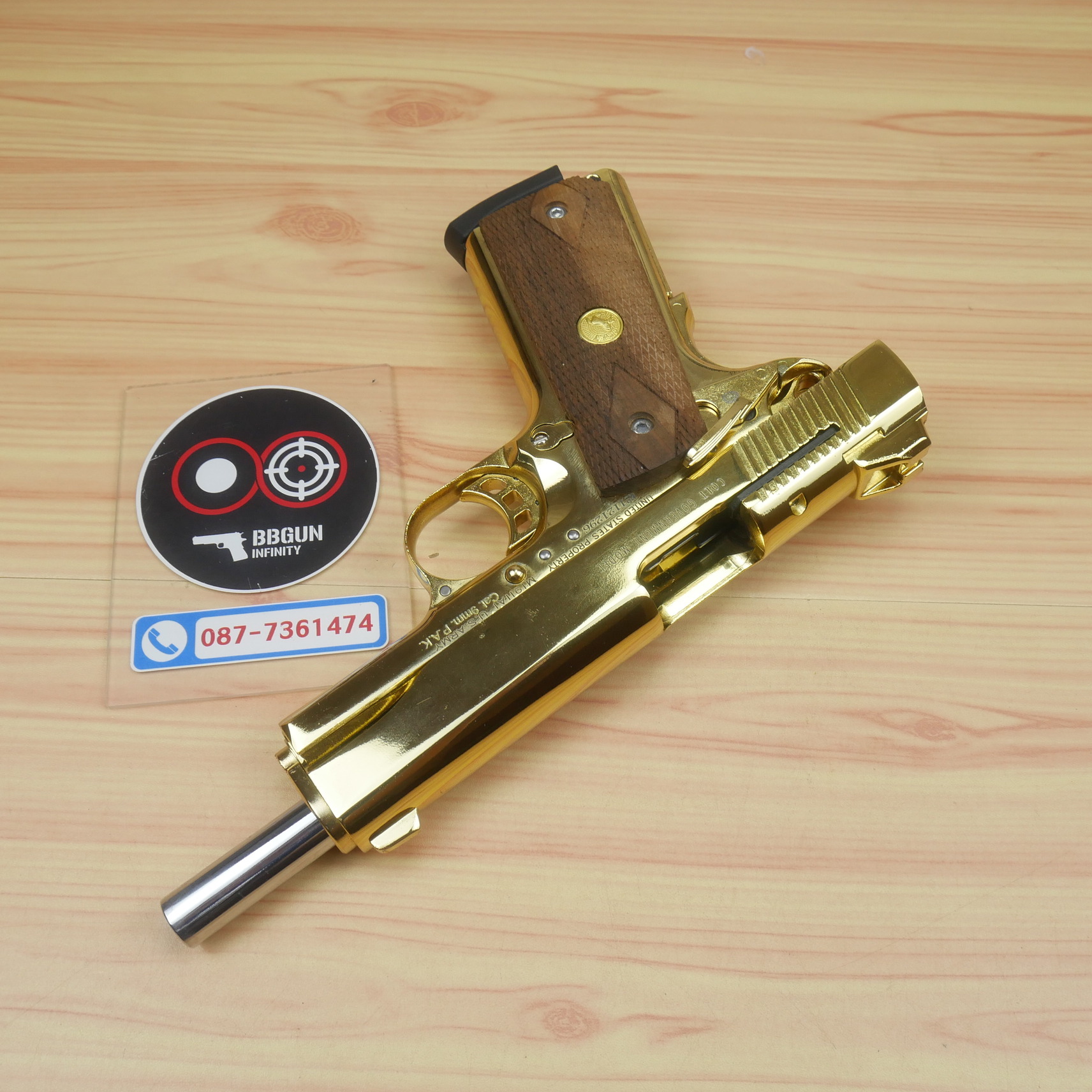 แบลงค์กัน KUZEY M1911 Colt Gold Cup ลำกล้อง 5 นิ้ว สีทอง blank gun