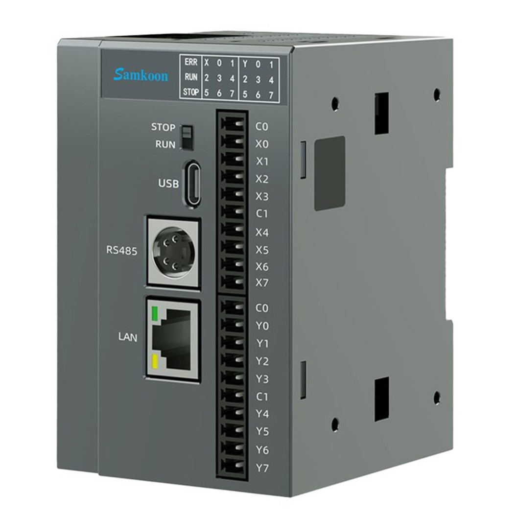 SAMKOON PLC FAT-16MT-DC-E 24VDC 16IO 8IN 8OUT Transistor Output บอร์ดอุตสาหกรรม Interfaces: RS232, RS485, Ethernet, USB-C