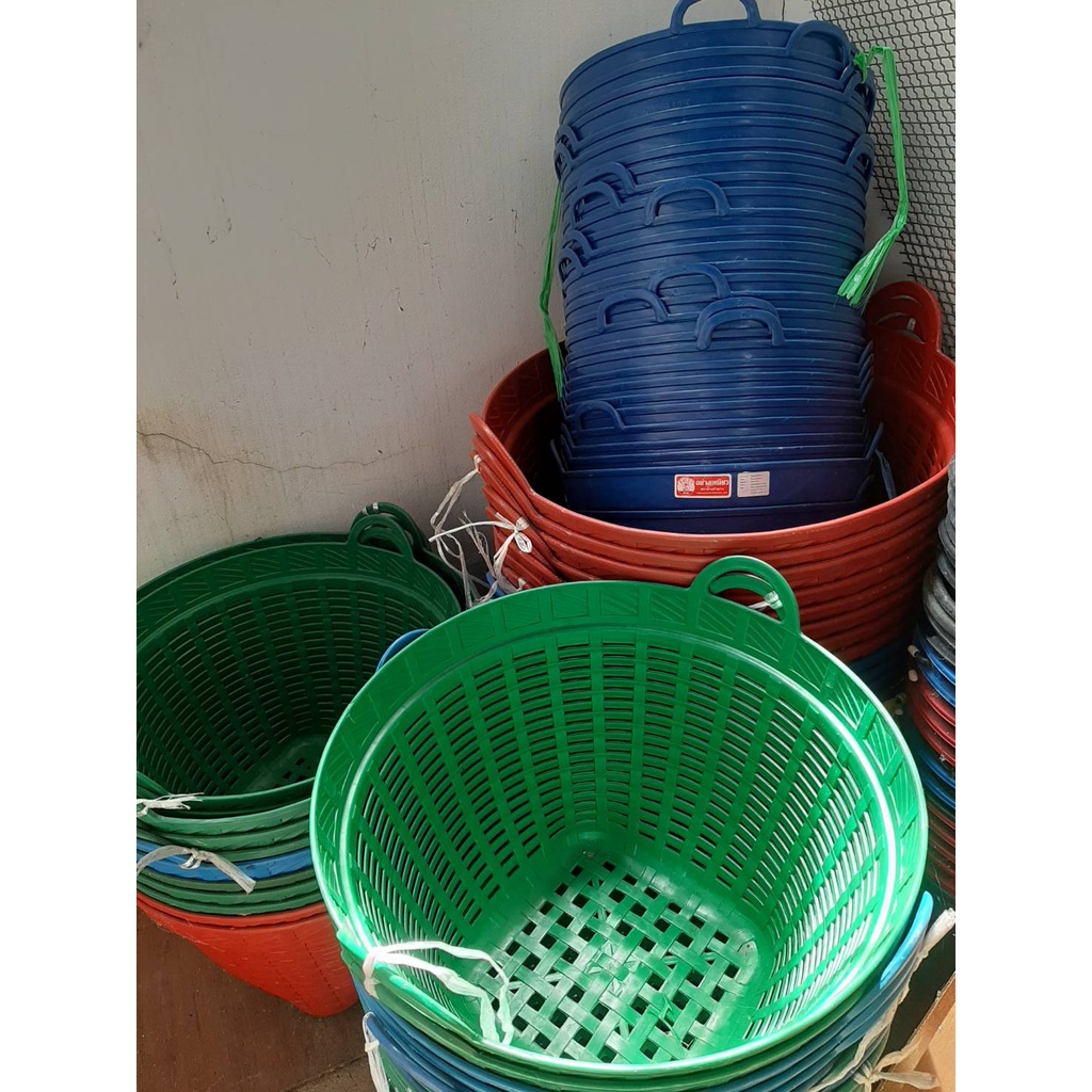 เข่งพลาสติก ปากกว้าง 42cm-67cm (ราคารวมแวท) เข่งผลไม้ เข่งกลม เข่งใส่ทุเรียน เข่งทุเรียน ตะกร้าทุเรียน ตะกร้ากลม