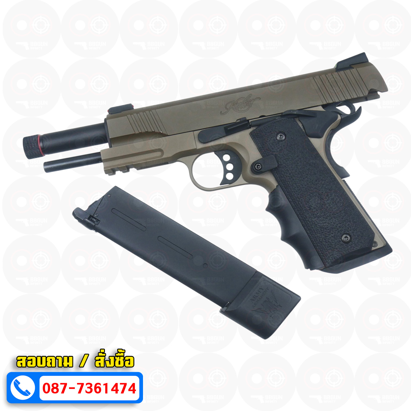 บีบีกันอัดแก๊ส Army Armament R32-1 Kimber Custom สีทราย (Tan) BB GUN