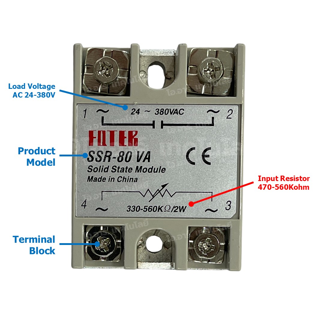SSR-10VA/25VA/40VA/60VA/80VA/100VA โซลิดสเตทรีเลย์ Solid State Relay INPUT Resistor 80-250VAC, LOAD 24-380VAC 10-100A โมดูลตัดต่อวงจร