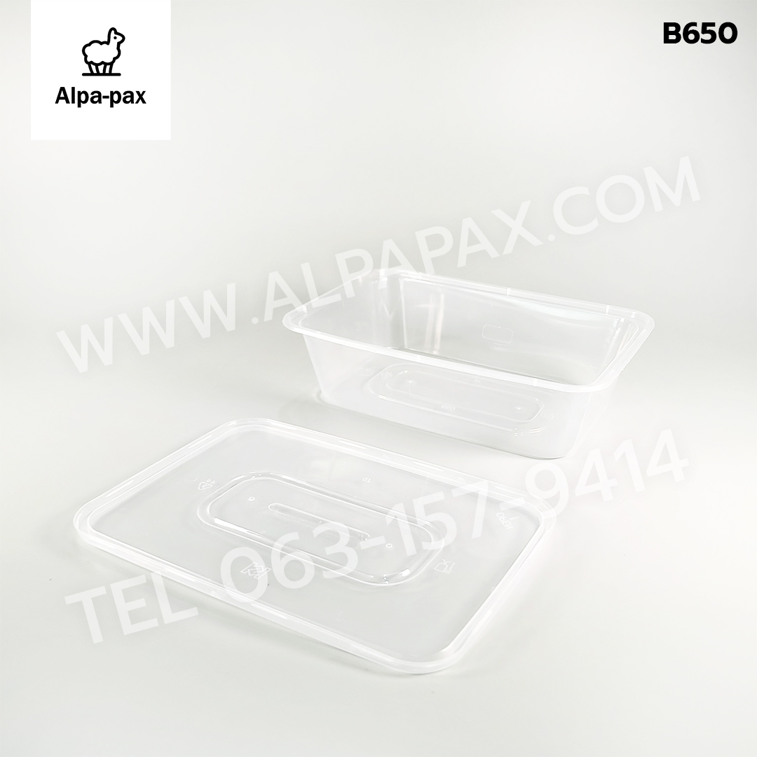 B650กล่องอาหารพลาสติก+ฝา 650ml. (ลัง 300ใบ) กล่องไมโครเวฟ กล่องข้าว กล่องอาหาร กล่องใส่อาหาร