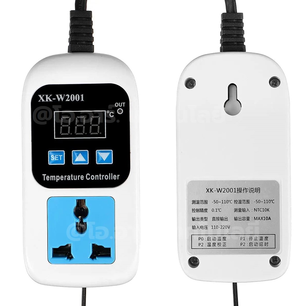 XK-W2001/XK-W2008 220VAC ปลั๊กควบคุมอุณหภูมิ/ปลั๊กควบคุมความชื้น Digital Temperature Controller / Humidity Controller เครื่องควบคุมอุณหภูมิตู้ฟักไข่ เครื่องควบคุมอุณหภูมิ/เครื่องควบคุมความชื้น (-50°C-110°C) / (0-100%RH)