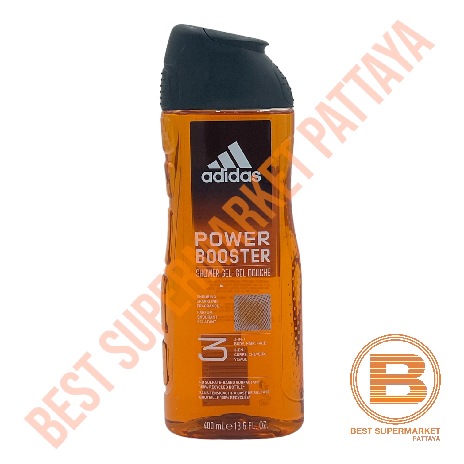 อาดิดาส เจลทำความสะอาดผิวกาย หน้า และผม 400 มล. Adidas Shower Gel 3 in 1 Body, Hair, Face 400 ml.