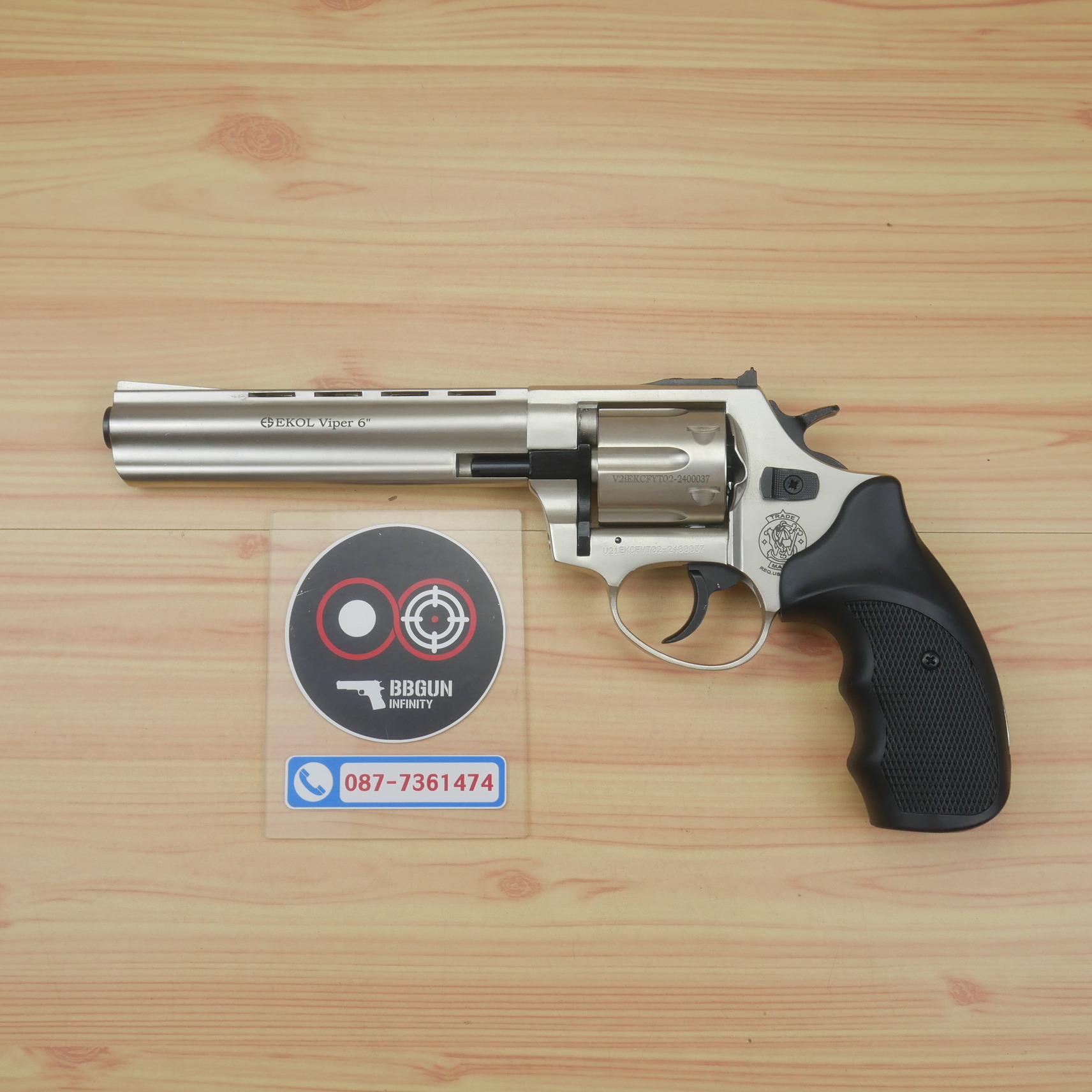 แบลงค์กันลูกโม่ Ekol Viper 6 นิ้ว สีซาติน Revolver 6" Blank Gun
