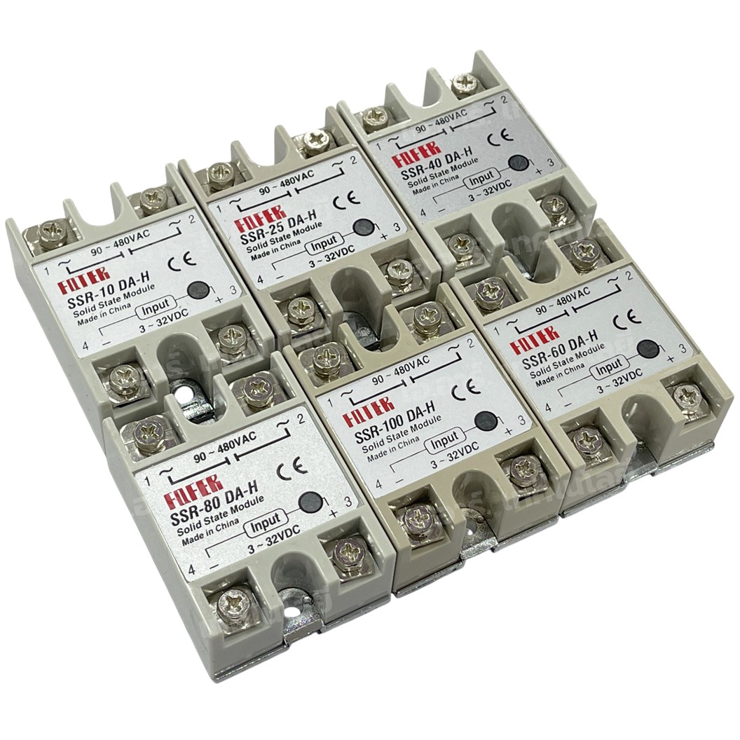 SSR-10DA-H/25DA-H/40DA-H/60DA-H/80DA-H/100DA-H โซลิดสเตทรีเลย์ Solid State Relay INPUT 3-32VDC, LOAD 90-480VAC 10-100A โมดูลตัดต่อวงจร
