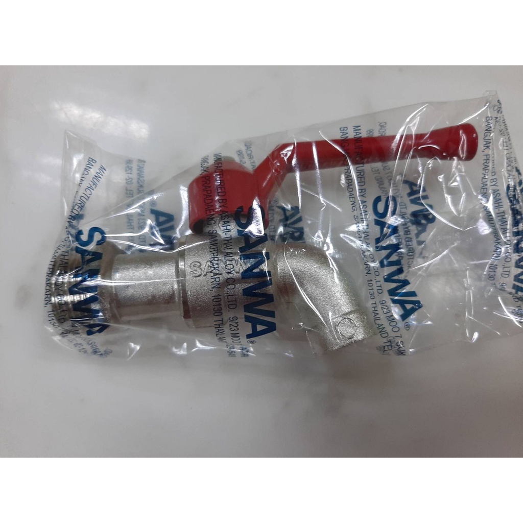 ก๊อกบอล ตรา SANWA ก้านเเดง (กล่อง:10 อัน)(ราคารวมแวท) อ่างล้างมือ ล้างหน้า ห้องน้ำ ซิงค์