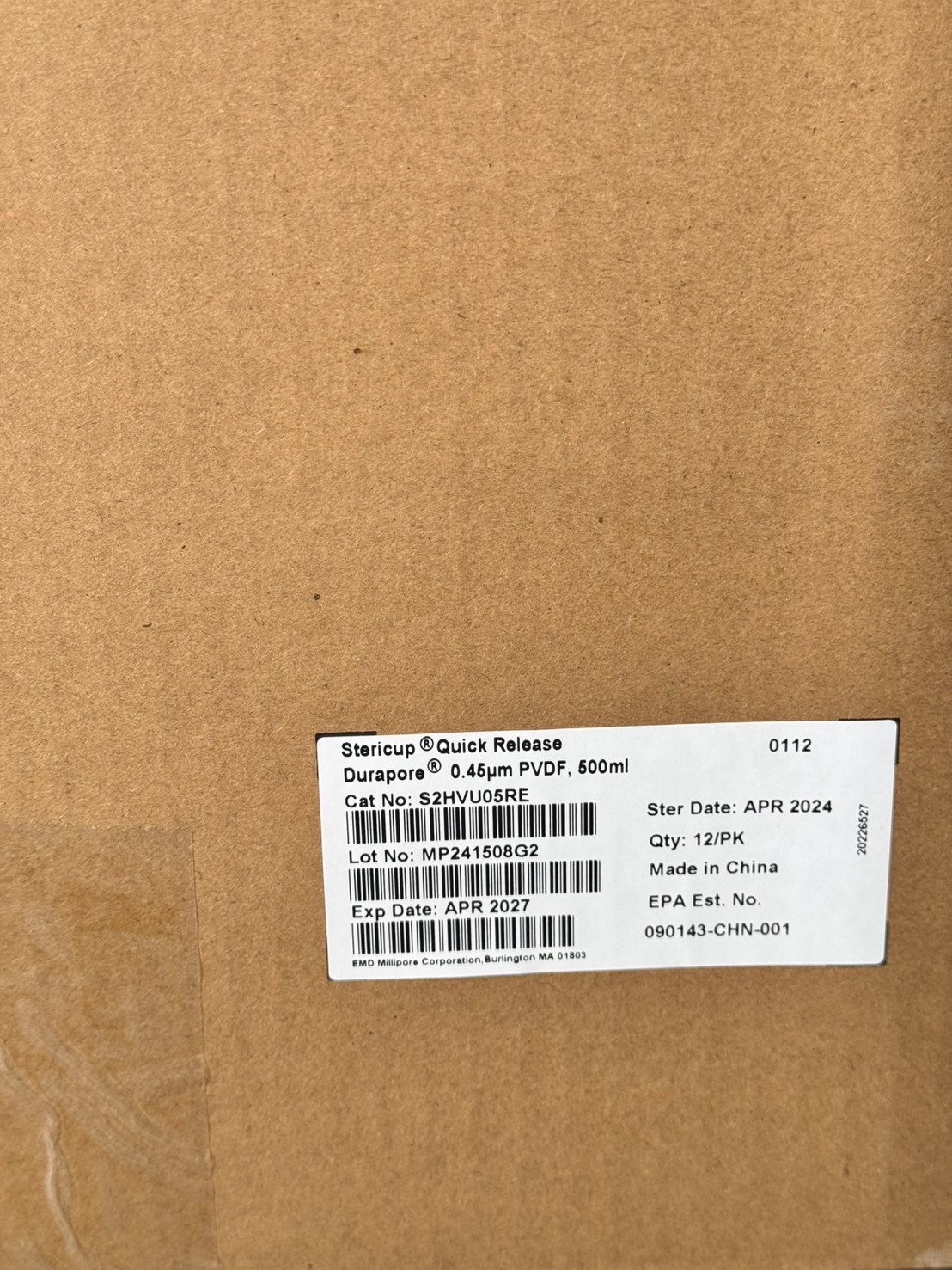 S2HVU05RE Stericup Quick Release-HV Sterile Vacuum Filtration 500 mL process volume, 0.45 µm pore size, PVDF membrane