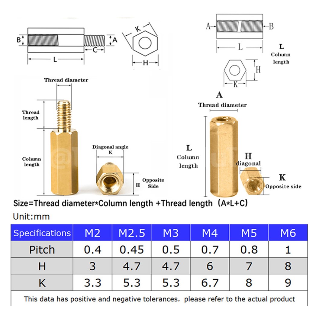 (10ชิ้น) เสาทองเหลือง/นอต/สกรู M3 Hex Brass Standoff, Nut, Stainless Screw M3*10/20/30mm ผู้-เมีย/เมีย-เมีย Male-Female/Female-Female