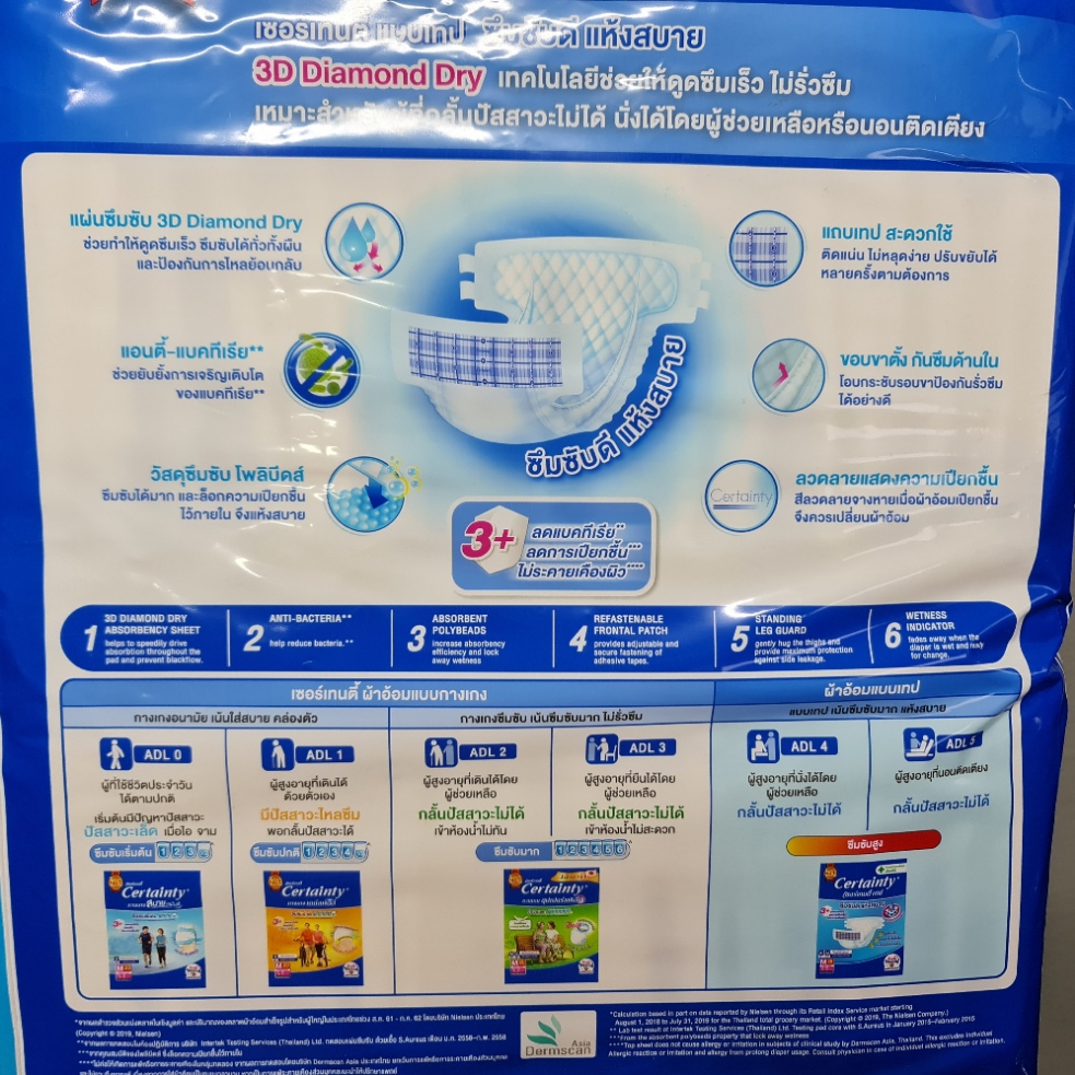 เซอร์เทนตี้ เทป ผ้าอ้อมผู้ใหญ่แบบเทป ขนาด M จำนวน 34 ชิ้น Certainty Adult Tape Diaper Size M 34 Pieces