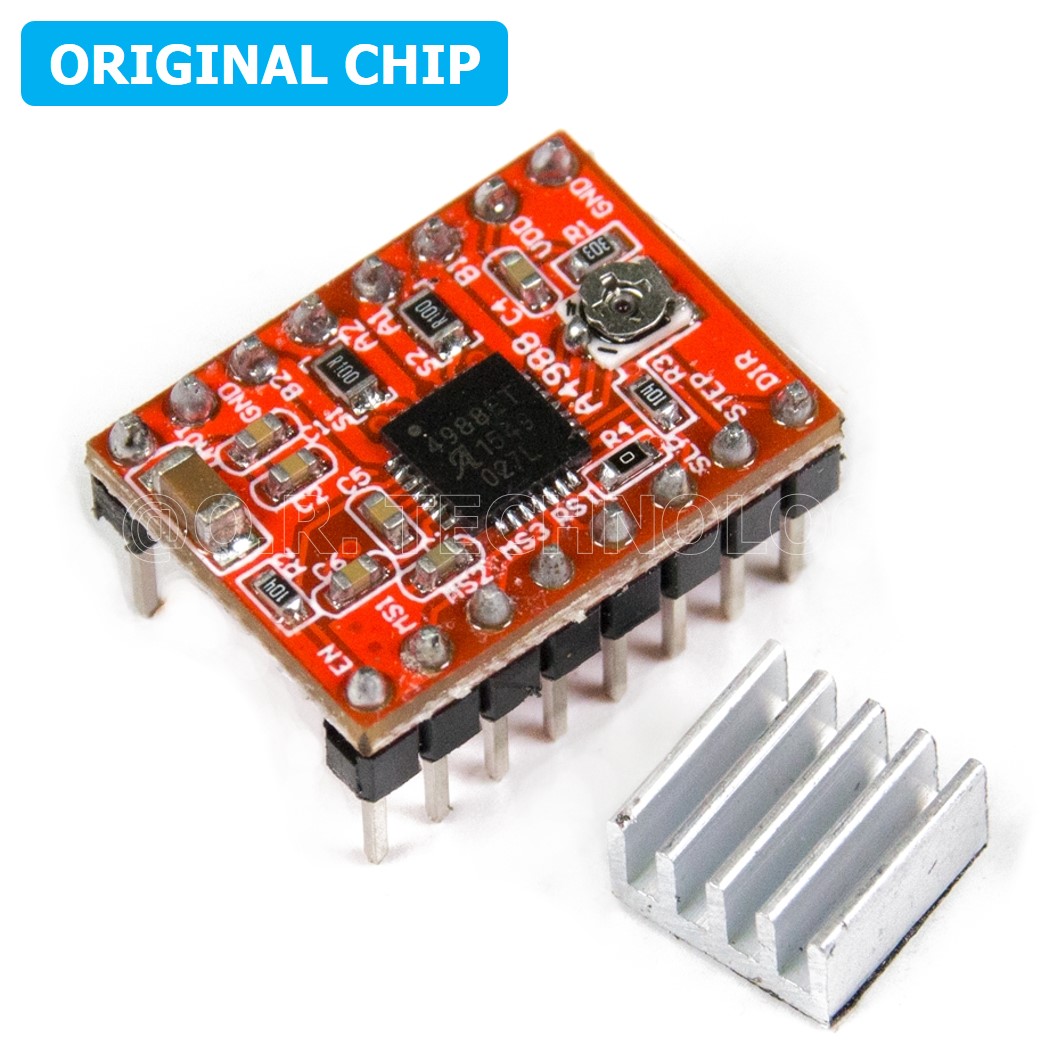 (1ชิ้น) 3A004 Original Chip A4988 ไดร์ฟสเต็ปเปอร์มอเตอร์ Stepper Motor Driver (with Heat sink 1.5A)