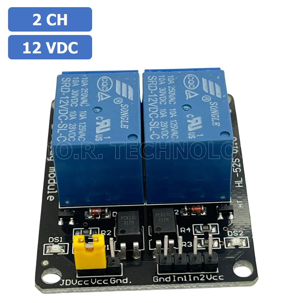 (1ชิ้น) NA189 โมดูลรีเลย์ 12VDC 2 ช่อง รีเลย์ 2 Channel Low Level Relay Module DC 12V (with light coupling)