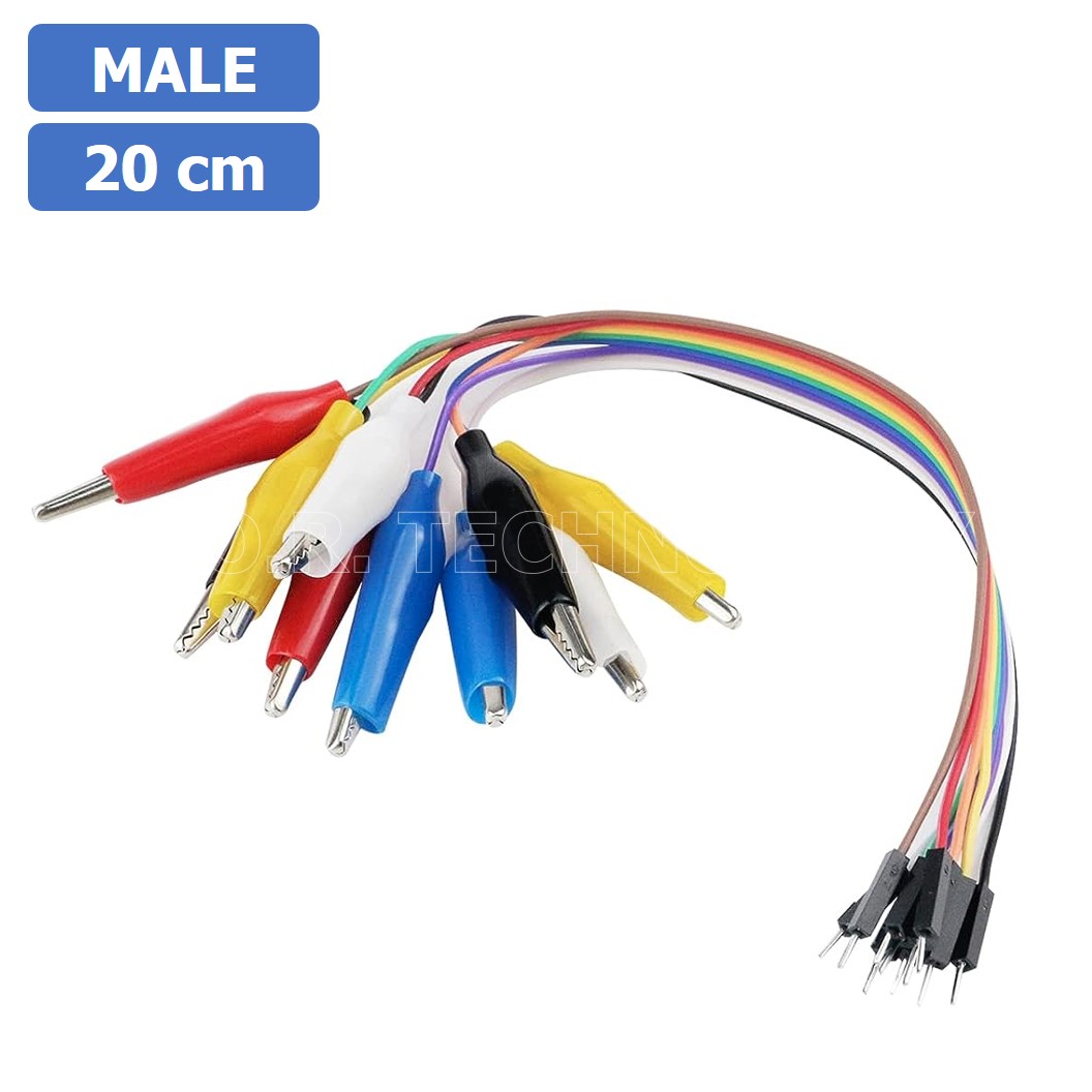 (1ชิ้น) AF017 สายแพ-ปากคีบ ตัวผู้ ความยาว 20cm 10Pin Alligator Clip to Dupont Line Male สายจั๊มเปอร์ Jumper cable