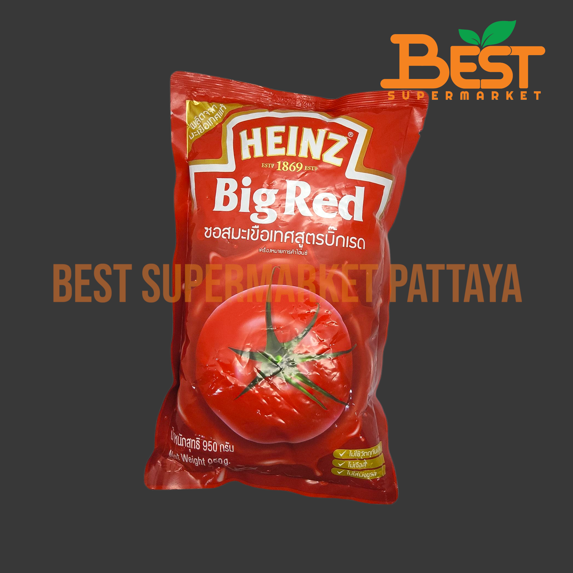ไฮนซ์ ซอสมะเขือเทศสูตรบิ๊กเรด 950 กรัม. Heinz Big Red Tomato Sauce Big Red Formula 950 g.
