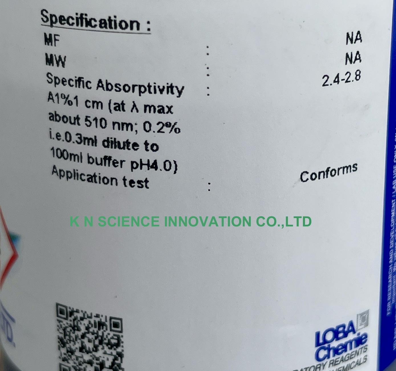 Ferroin (1,10 Phenanthroline ferrous complex, 0.025M solution) 100 ml , Loba 0384500100