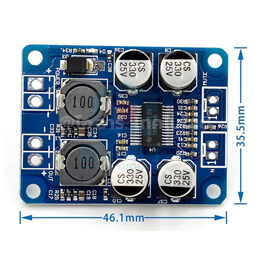 TPA3118 PBTL บอร์ดวงจรขยายเสียงคลาส D 30W/60W Mono Digital Power Amplifier Board Class D 8-24VDC XH-M313 บอร์ดขยายเสียง โมดูลขยายเสียง